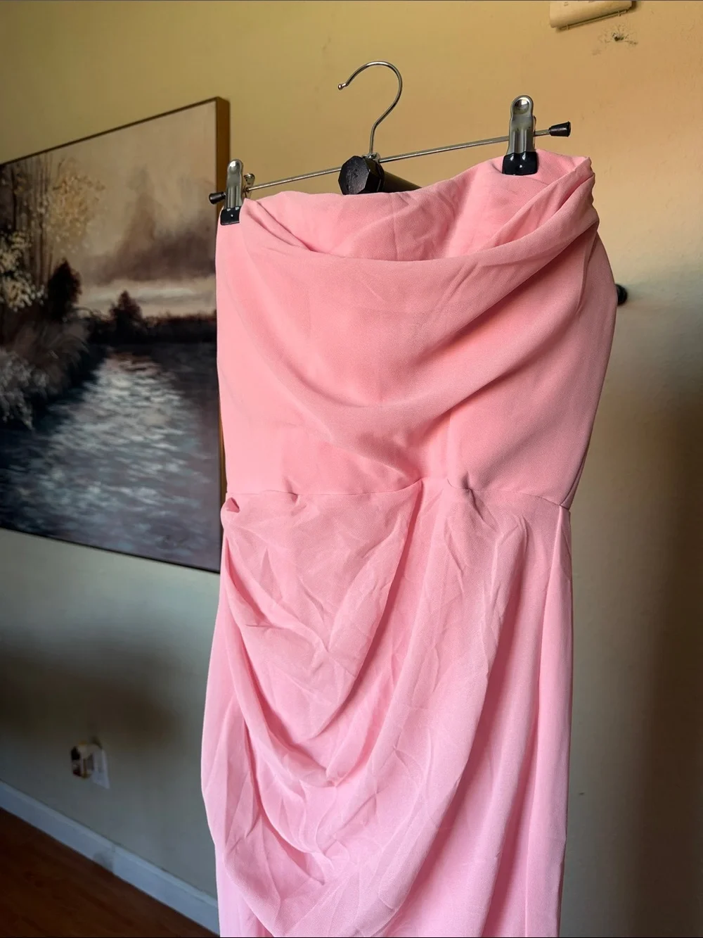 HOUSE OF CB 'Adrienne' Pink Quartz Strapless Gown size M A-C